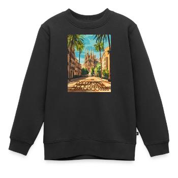 Barcelona Street to Sagrada Família - Kids Premium Organic Sweatshirt - black - Front - AI Model Kid Female (0cm)