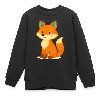 fuchs comic - Kinder Premium Organic Sweatshirt - Schwarz - Vorne - AI Model Kid Female (0cm)