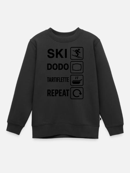 Ski Dodo tartiflette humour montagne skeur skieuse - Sweat Premium enfant bio - noir
