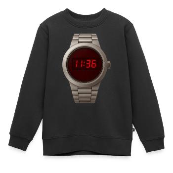 Coole Digitaluhr im Edelstahlgehäuse mit roten LED - Kinder Premium Organic Sweatshirt - Schwarz - Vorne - AI Model Kid Female (0cm)