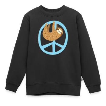 Faultier Peacezeichen - Kinder Premium Organic Sweatshirt - Schwarz - Vorne - AI Model Kid Female (0cm)
