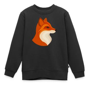Renard moderne – géométrique et élégant - Sweat Premium enfant bio - noir - Devant - AI Model Kid Female (0cm)