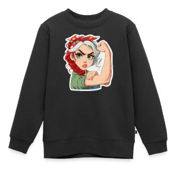 Powerfrau RosieStil Cartoon - Kinder Premium Organic Sweatshirt - Schwarz - Vorne - AI Model Kid Female (0cm)
