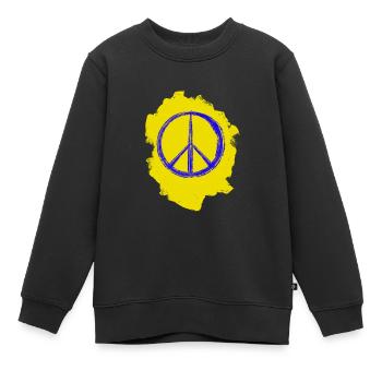 Solidarité Paix – Couleurs de l’Ukraine - Sweat Premium enfant bio - noir - Devant - AI Model Kid Female (0cm)