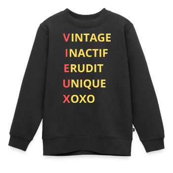 VIEUX Définition Senior Humour - Sweat Premium enfant bio - noir - Devant - AI Model Kid Female (0cm)