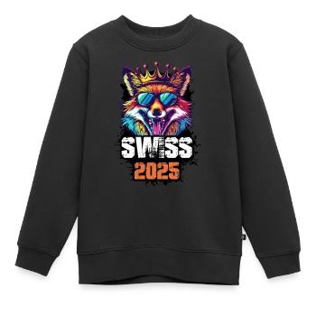 Suisse 2025 Vacances Fuchs Swiss - Sweat Premium enfant bio - noir - Devant - AI Model Kid Female (0cm)