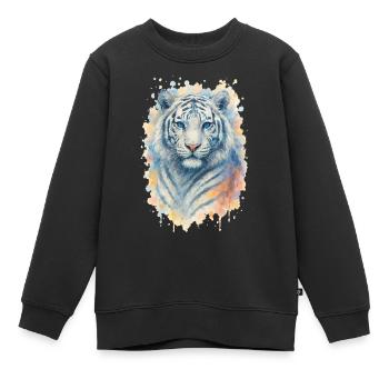 Tigre Aquarelle Animal - Sweat Premium enfant bio - noir - Devant - AI Model Kid Female (0cm)