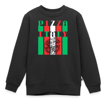 Pizza Italien Stil Illustration - Kinder Premium Organic Sweatshirt - Schwarz - Vorne - AI Model Kid Female (0cm)