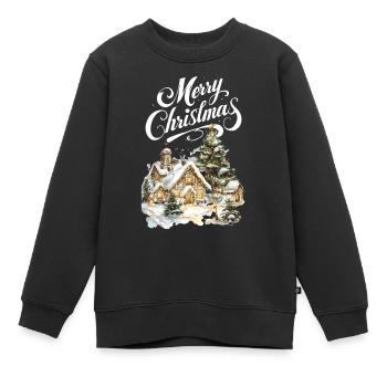 Winterdorf Weihnachtstraum Szene - Kinder Premium Organic Sweatshirt - Schwarz - Vorne - AI Model Kid Female (0cm)