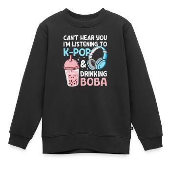K-Pop Korea-Popmusik Bubble Tea Boba - Kinder Premium Organic Sweatshirt - Schwarz - Vorne - AI Model Kid Female (0cm)