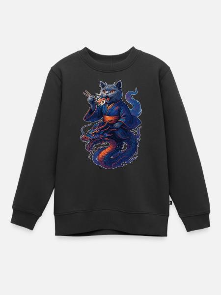 Sushi Britisch Kurzhaar Katze blau Drache Geschenk - Kinder Premium Organic Sweatshirt - Schwarz