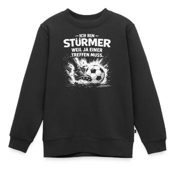 Ich bin Stürmer – Weil ja einer treffen muss - Kinder Premium Organic Sweatshirt - Schwarz - Vorne - AI Model Kid Female (0cm)