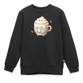 Kuschelige Wolkenkaffee Becher - Kinder Premium Organic Sweatshirt - Schwarz - Vorne - AI Model Kid Female (0cm)