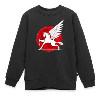 Pegasus im Roten Kreis Pferd schimmel reiten Sage - Kinder Premium Organic Sweatshirt - Schwarz - Vorne - AI Model Kid Female (0cm)