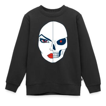 Tod und sein Gesicht - Kinder Premium Organic Sweatshirt - Schwarz - Vorne - AI Model Kid Female (0cm)