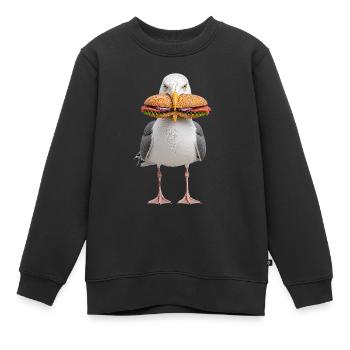 Rouleaux de herrgull avec poisson - Sweat Premium enfant bio - noir - Devant - AI Model Kid Female (0cm)