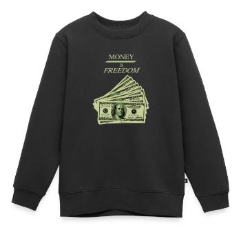 Geld ist Freiheit Wohlstand Denkweise Dollar-Design - Kinder Premium Organic Sweatshirt - Schwarz - Vorne - AI Model Kid Female (0cm)