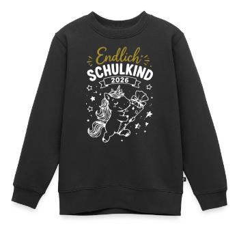 Endlich Schulkind 2026 Unicorn - Kinder Premium Organic Sweatshirt - Schwarz - Vorne - AI Model Kid Female (0cm)