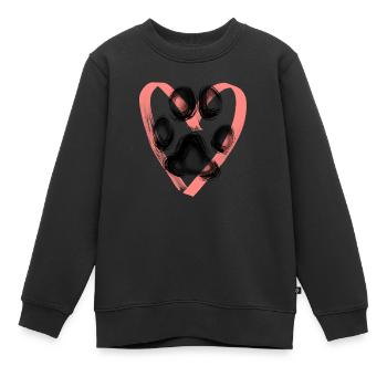 Pfotenabdruck mit Herz, rosa - Kinder Premium Organic Sweatshirt - Schwarz - Vorne - AI Model Kid Female (0cm)