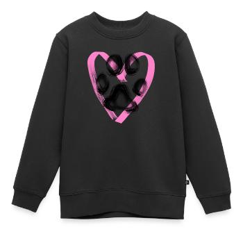 Pfotenabdruck mit Herz, pink - Kinder Premium Organic Sweatshirt - Schwarz - Vorne - AI Model Kid Female (0cm)