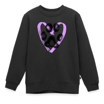Pfotenabdruck mit Herz, lila - Kinder Premium Organic Sweatshirt - Schwarz - Vorne - AI Model Kid Female (0cm)