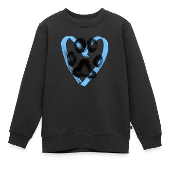 Pfotenabdruck mit Herz, blau - Kinder Premium Organic Sweatshirt - Schwarz - Vorne - AI Model Kid Female (0cm)