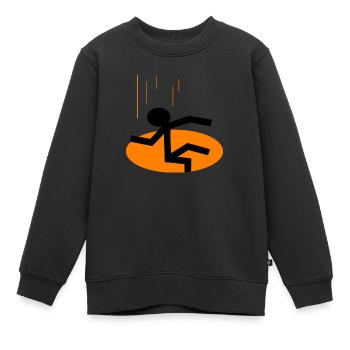 Stickman tombe dans le trou - Sweat Premium enfant bio - noir - Devant - AI Model Kid Female (0cm)