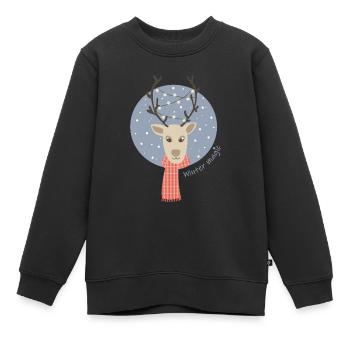 Rentier mit Schal - Kinder Premium Organic Sweatshirt - Schwarz - Vorne - AI Model Kid Female (0cm)