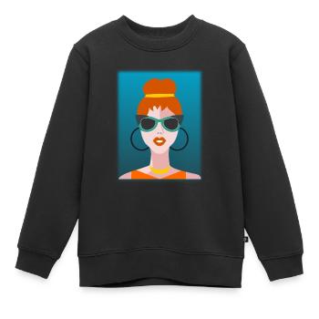 FEMME. FILLE. ADOLESCENT. JOURNEE DE LA FEMME - Sweat Premium enfant bio - noir - Devant - AI Model Kid Female (0cm)