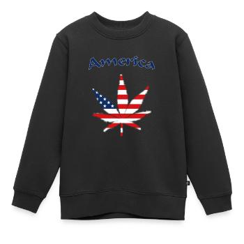 United States of America, USA, America - Kinder Premium Organic Sweatshirt - Schwarz - Vorne - AI Model Kid Female (0cm)
