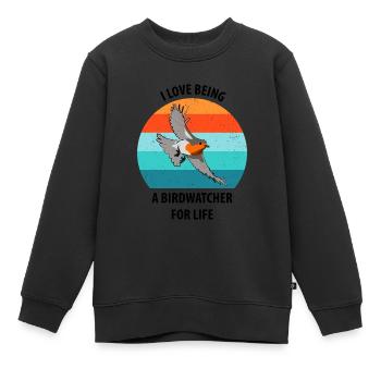 Bird Watching Bird Watching Birding Bird - Kids Premium Organic Sweatshirt - black - Front - AI Model Kid Female (0cm)
