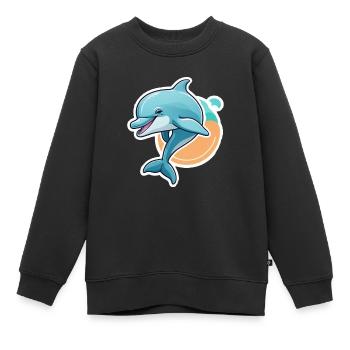 Dauphin saut heureux - Sweat Premium enfant bio - noir - Devant - AI Model Kid Female (0cm)