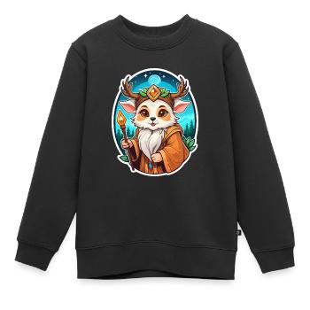 Druide Mignon Illustration - Sweat Premium enfant bio - noir - Devant - AI Model Kid Female (0cm)