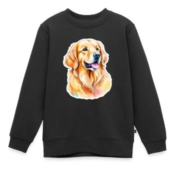 Aquarelles Golden Retriever - Sweat Premium enfant bio - noir - Devant - AI Model Kid Female (0cm)