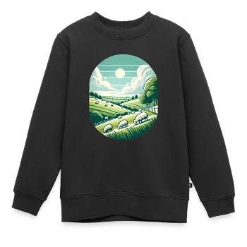Yorkshire Countryside Scenic Design - Kids Premium Organic Sweatshirt - black - Front - AI Model Kid Female (0cm)