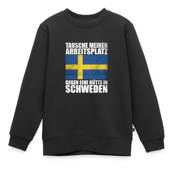 Tausche Arbeitsplatz gegen Hütte in Schweden - Kinder Premium Organic Sweatshirt - Schwarz - Vorne - AI Model Kid Female (0cm)