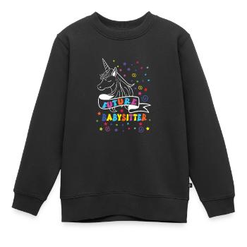 Baby-sitter - Sweat Premium enfant bio - noir - Devant - AI Model Kid Female (0cm)