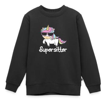 Baby-sitter - Sweat Premium enfant bio - noir - Devant - AI Model Kid Female (0cm)