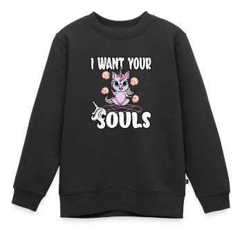 Satan Belzébuth Diable Gothique Pentagramme Mystique - Sweat Premium enfant bio - noir - Devant - AI Model Kid Female (0cm)