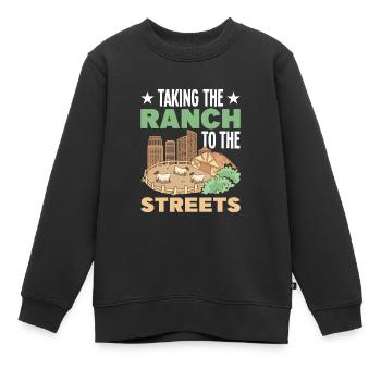 Lotissements dans la ville - Sweat Premium enfant bio - noir - Devant - AI Model Kid Female (0cm)