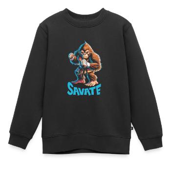 Poing nu - Sweat Premium enfant bio - noir - Devant - AI Model Kid Female (0cm)