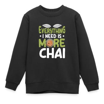 Chai Tea - Kids Premium Organic Sweatshirt - black - Front - AI Model Kid Female (0cm)