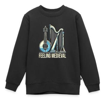 Marché médiéval - Sweat Premium enfant bio - noir - Devant - AI Model Kid Female (0cm)