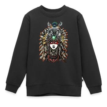 Indianer - Kinder Premium Organic Sweatshirt - Schwarz - Vorne - AI Model Kid Female (0cm)