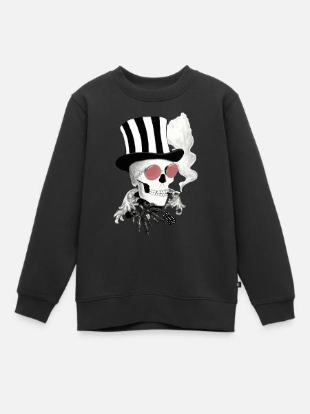 Skull avec lunettes de soleil rose - Sweat Premium enfant bio - noir