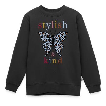 Butterfly - stylish and kind - Kinder Premium Organic Sweatshirt - Schwarz - Vorne - AI Model Kid Female (0cm)