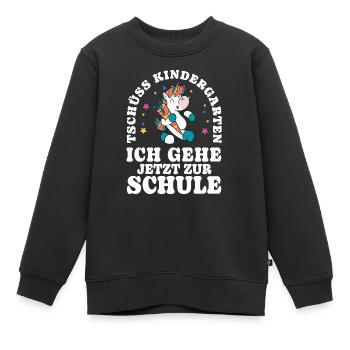 Einschulung Einhorn Tschüss Kindergarten - Kinder Premium Organic Sweatshirt - Schwarz - Vorne - AI Model Kid Female (0cm)