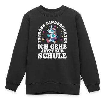 Einschulung Einhorn Tschüss Kindergarten - Kinder Premium Organic Sweatshirt - Schwarz - Vorne - AI Model Kid Female (0cm)