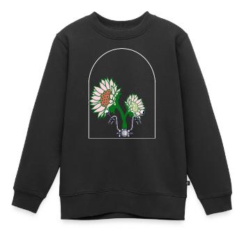 ÜBER DEM FENSTER BLUME - Kinder Premium Organic Sweatshirt - Schwarz - Vorne - AI Model Kid Female (0cm)