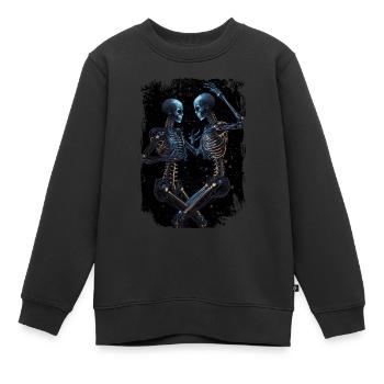 Danser les cybersquelettes - Horreur surréaliste - Sweat Premium enfant bio - noir - Devant - AI Model Kid Female (0cm)